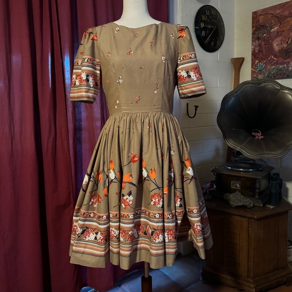 Vintage Dresses 5s Style Tulip Print Big Skirt Dress Poshmark